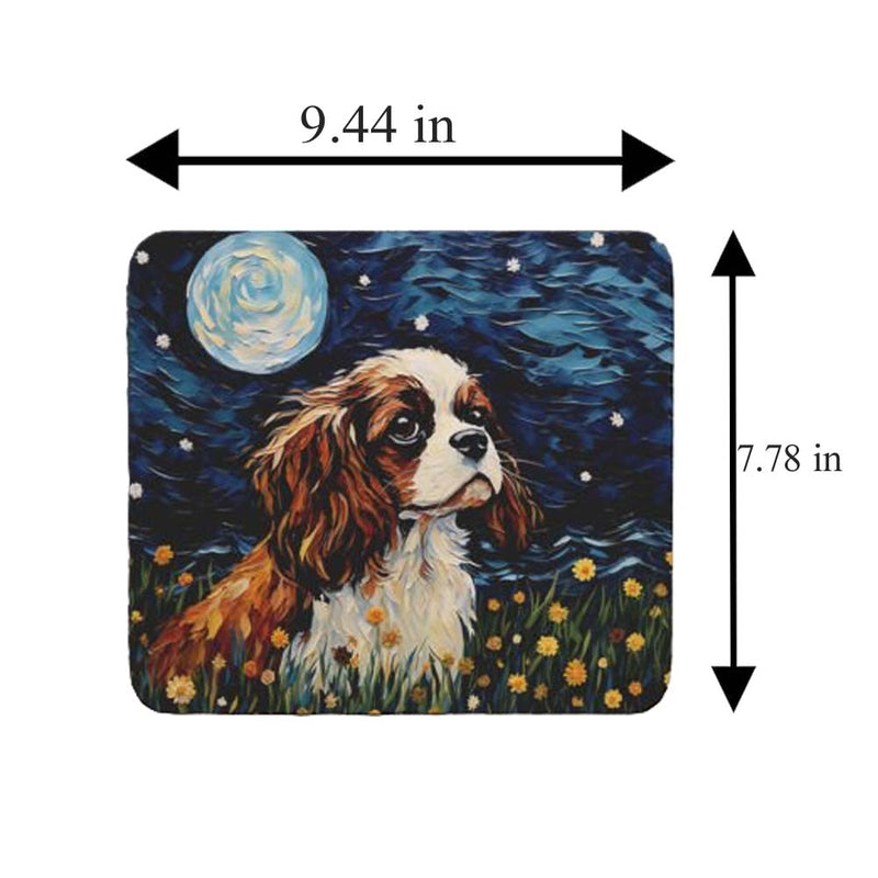 Starry Night Dog Cavalier King Non-Slip Computer Mousepad